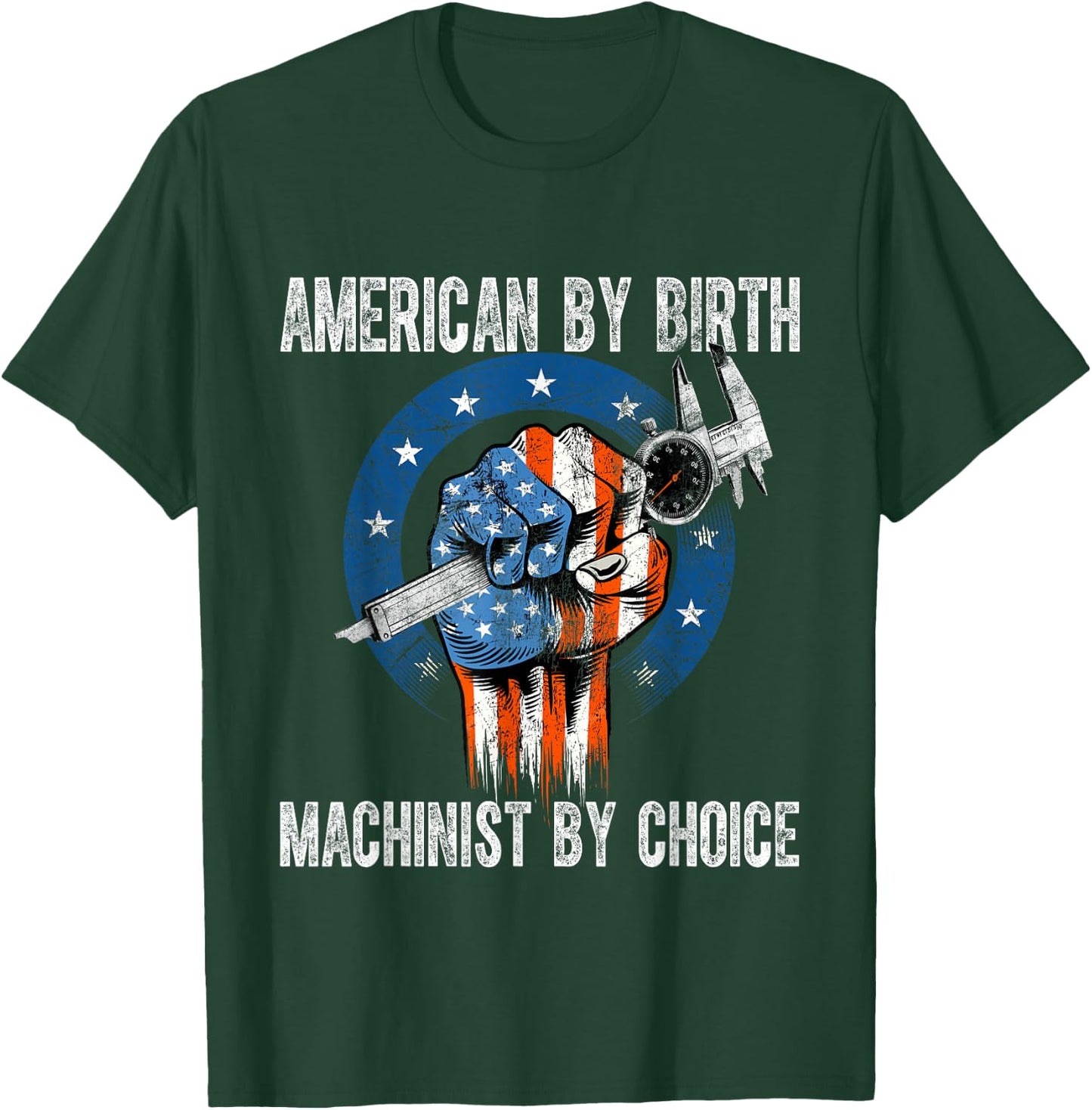 Machinist by Choice - American USA Flag CNC Machine Operator T-Shirt - T-Shirt | Forest