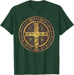 Catholic Saint Benedict Medal T-Shirt - T-Shirt | Forest
