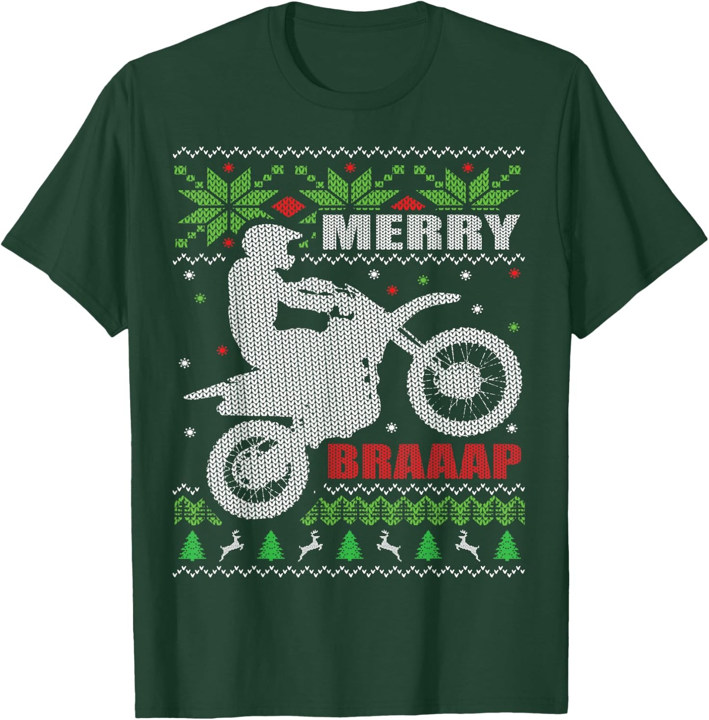 Dirt Bike Ugly Christmas Style Motocross Gift T-Shirt - T-Shirt | Forest