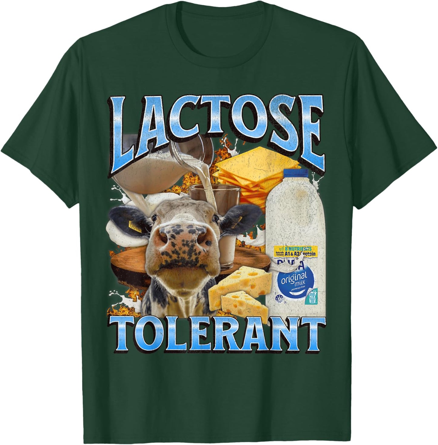 Lactose Tolerant Funny IBS Meme Bootleg Graphic T-Shirt - T-Shirt | Forest