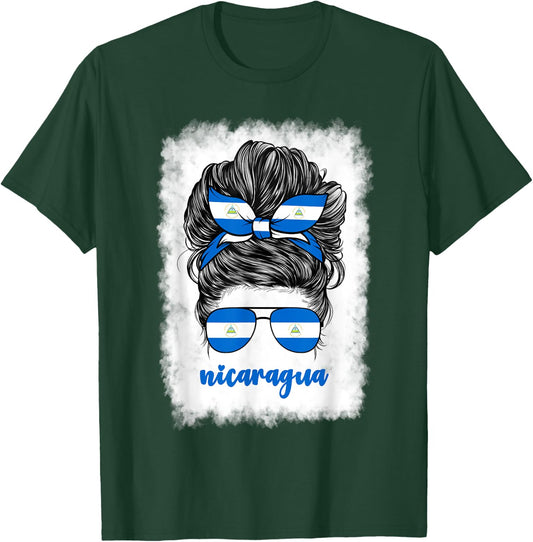 Nicaraguan Girl Woman Nicaragua Flag Nicaraguense T-Shirt - T-Shirt | Forest