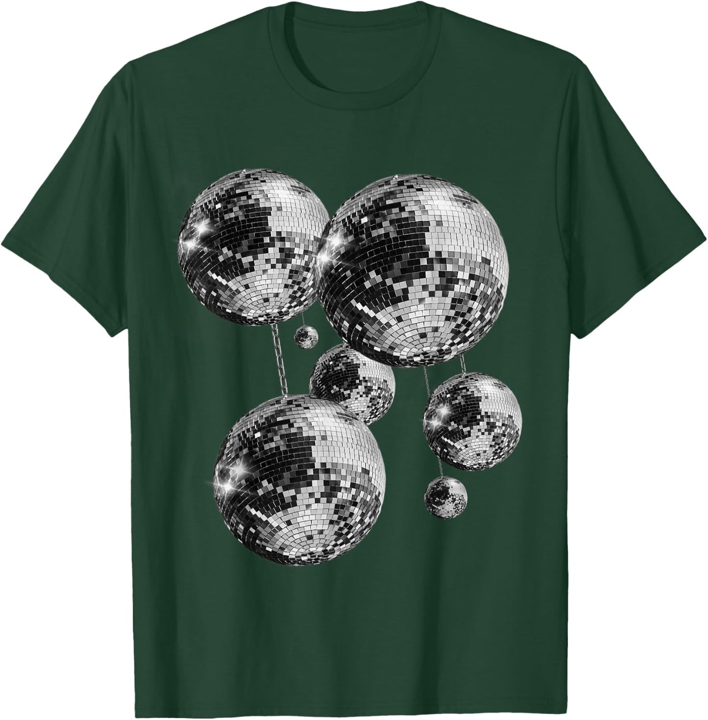 Black and White Disco Ball Pattern 70s 80s Retro Vintage , black T-Shirt - T-Shirt | Forest