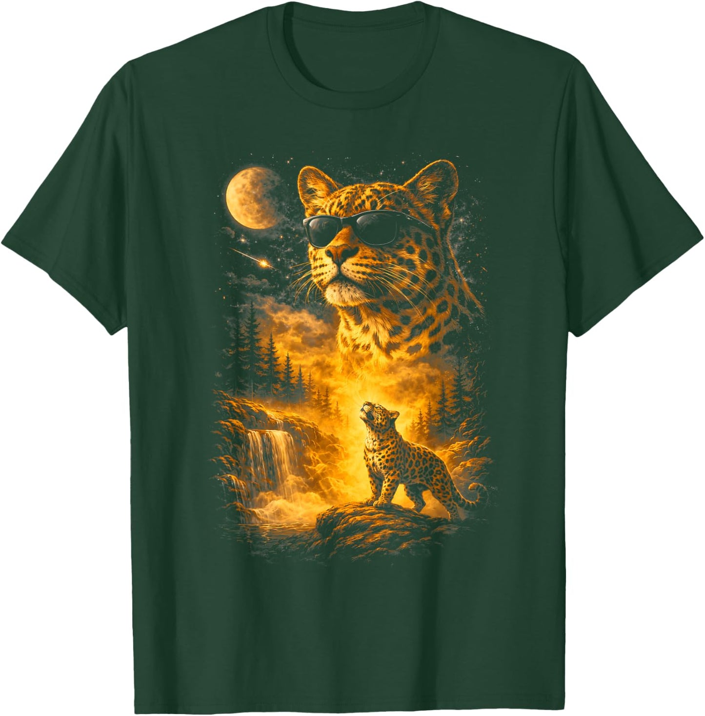Cheetah Howling to The Moon Meme 90s Animal Print Graphic T-Shirt - T-Shirt | Forest