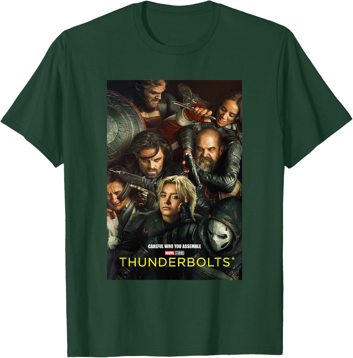 Marvel Thunderbolts Careful Who You Assemble Team Poster T-Shirt - T-Shirt | Forest