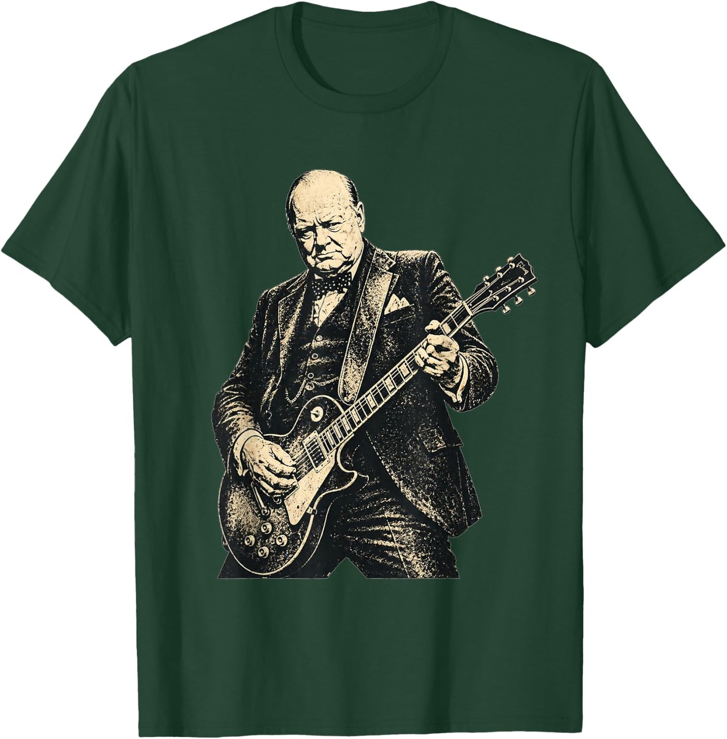 Winston Churchill Electric Guitar Historical Rock Humor T-Shirt - T-Shirt | Forest