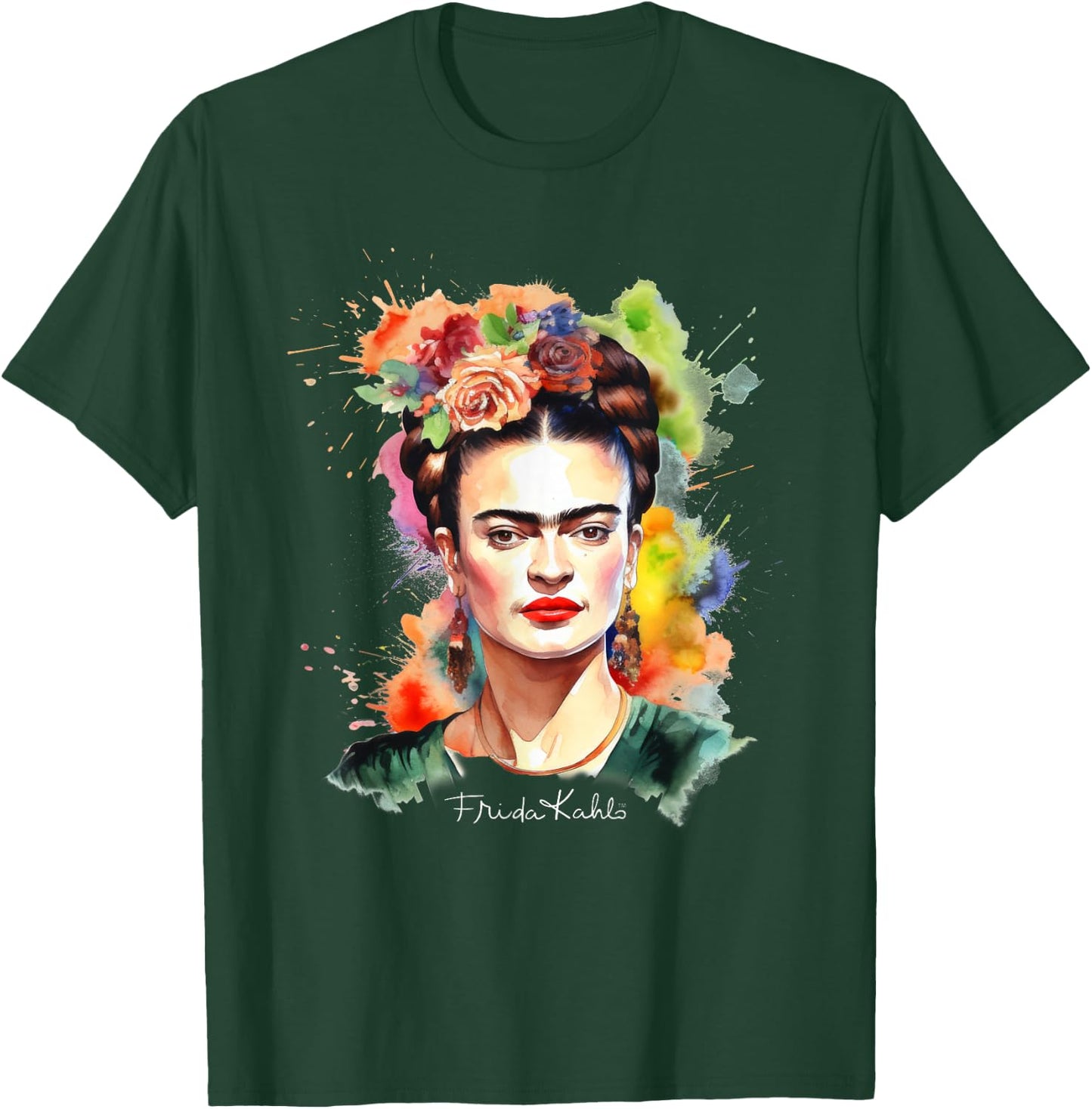 Frida Kahlo - Damen Schwarz V-Ausschnitt Kurzarm Small EU 16.5 T-Shirt - T-Shirt | Forest