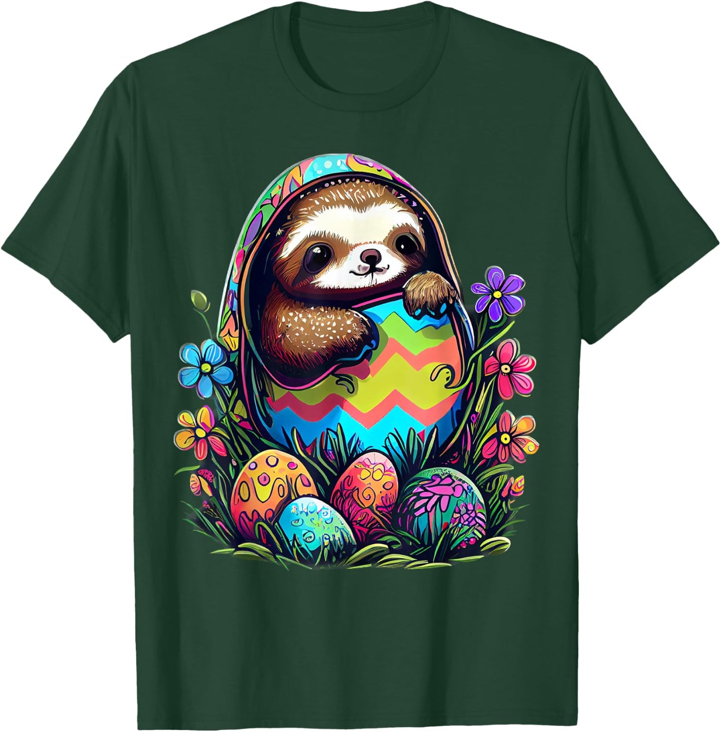 Cute and colorful Easter Art with charming Sloth T-Shirt - T-Shirt | Forest