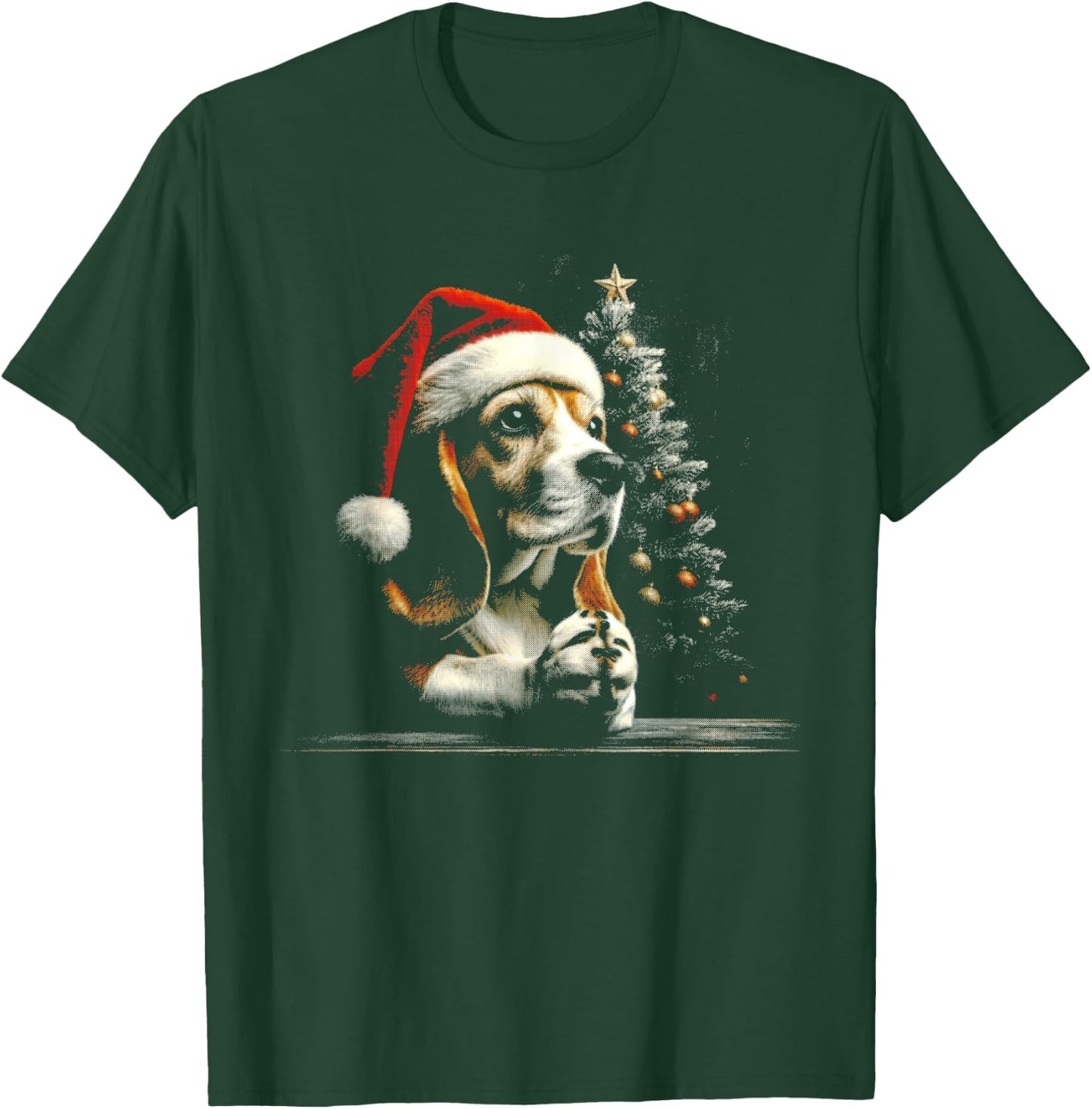 Beagle Santa Hat - Funny Cute Dog Xmas Christmas Lover T-Shirt - T-Shirt | Forest