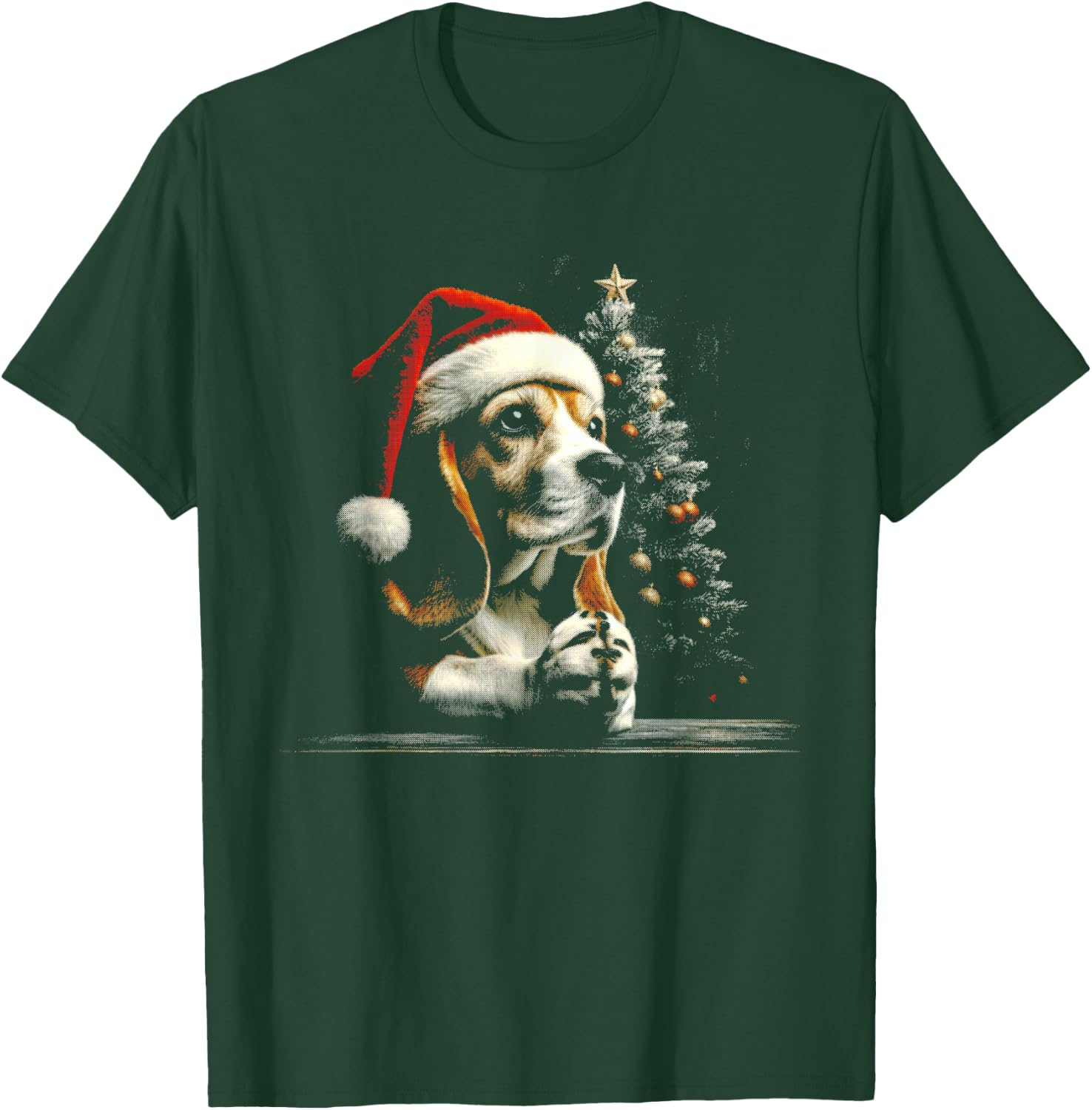 Beagle Santa Hat - Funny Cute Dog Xmas Christmas Lover T-Shirt - T-Shirt | Forest