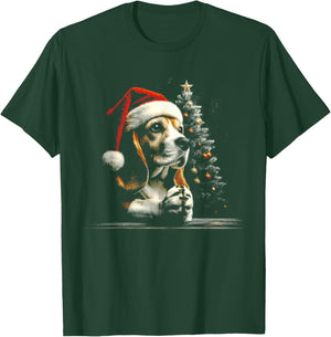 Beagle Santa Hat - Funny Cute Dog Xmas Christmas Lover T-Shirt - T-Shirt | Forest