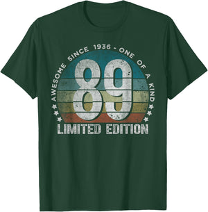 89 Year Old Gifts Vintage 1936 Limited Edition 89th Birthday T-Shirt - T-Shirt | Forest