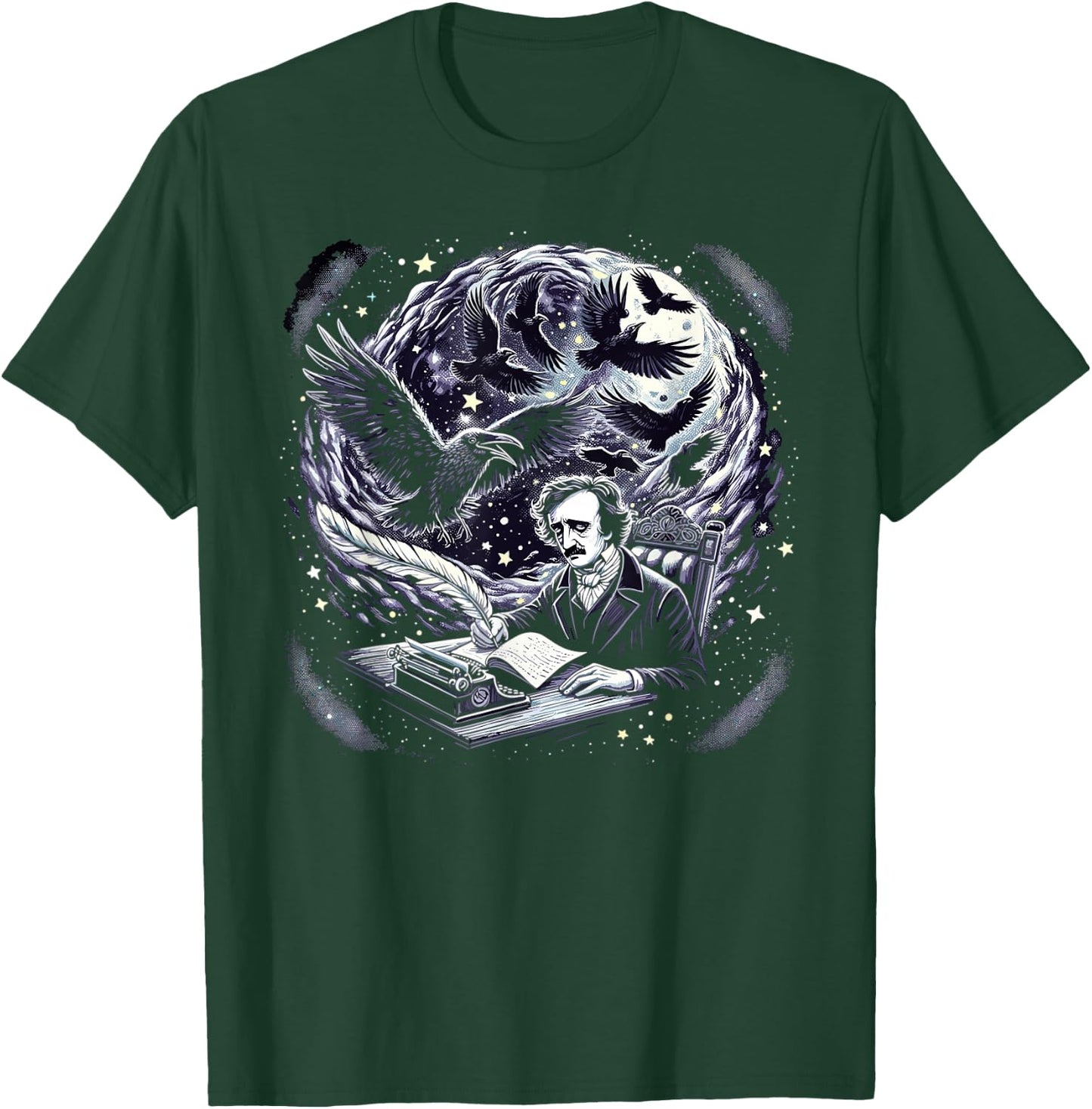 Edgar Allan Poe Raven Gothic Literature Macabre Poetry T-Shirt - T-Shirt | Forest