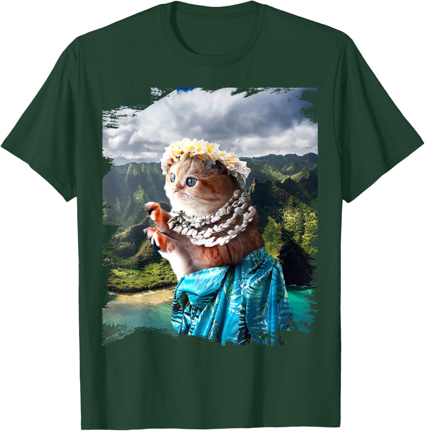 Funny Aloha Hawaiian Cat T-Shirt - T-Shirt | Forest