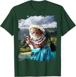 Funny Aloha Hawaiian Cat T-Shirt - T-Shirt | Forest