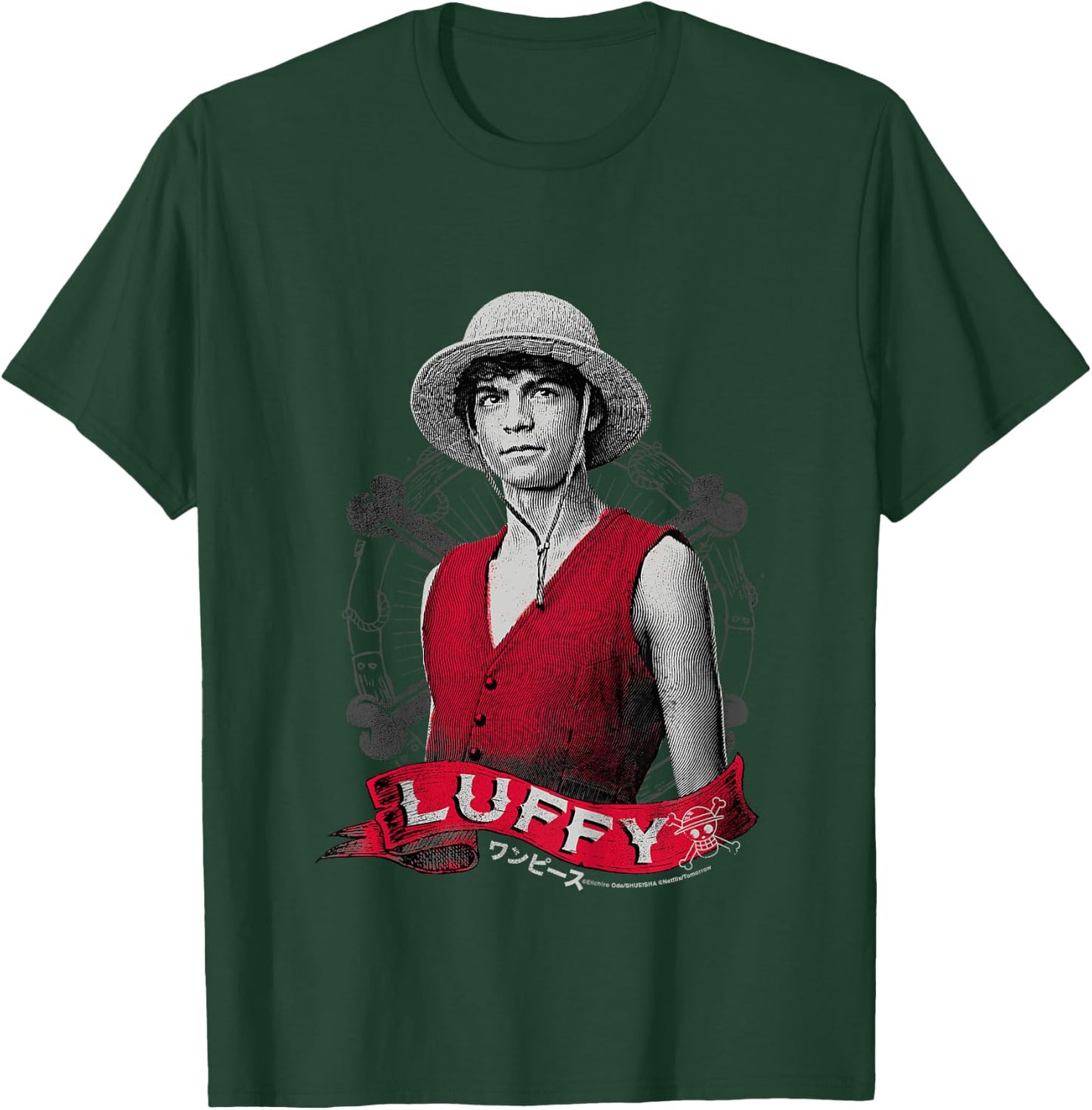 Kids One Piece Monkey D Luffy Live Action Pirate Straw Hat for Kids , Black, 2 T-Shirt - T-Shirt | Forest
