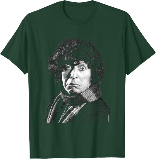 Tom Baker Scared Expression Doctor Who Black & White T-Shirt - T-Shirt | Forest