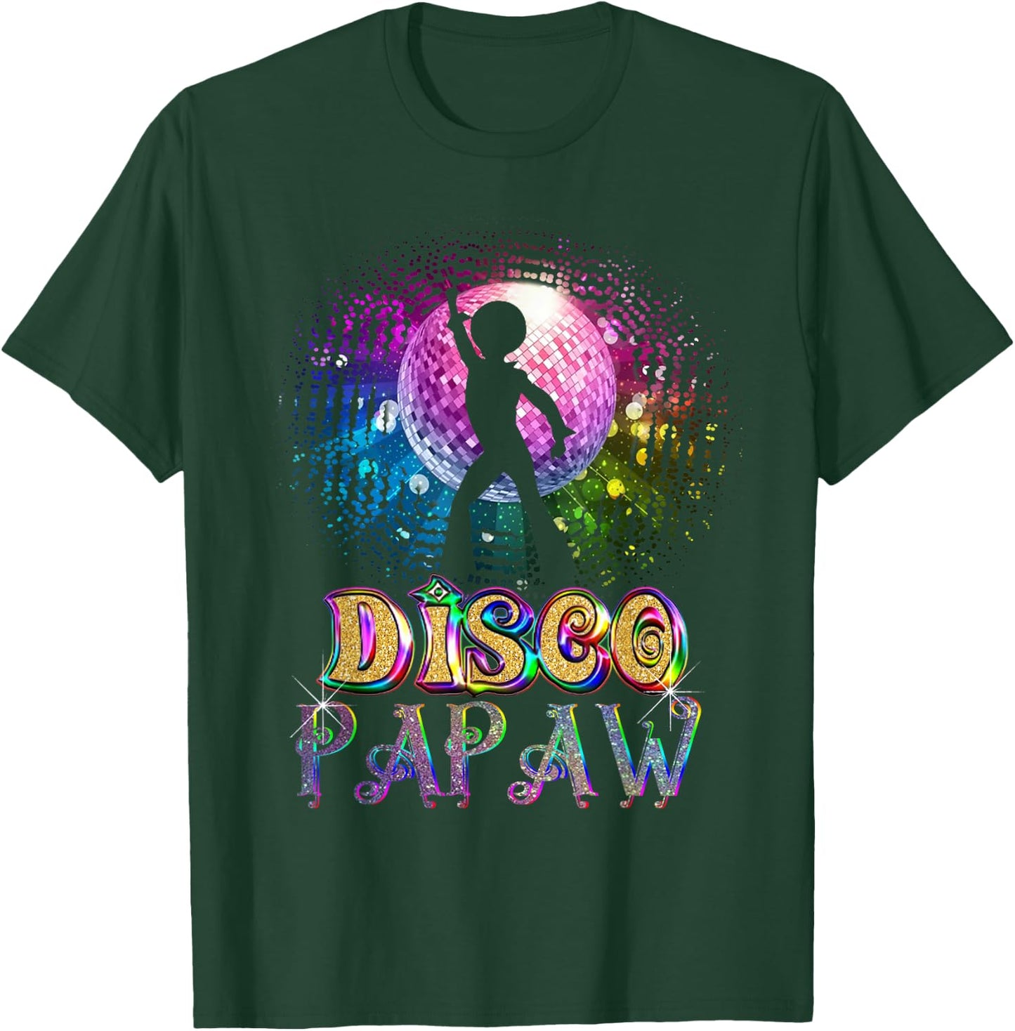 Funny Disco Papaw - Retro 70's Seventies Themed Disco Ball T-Shirt - T-Shirt | Forest