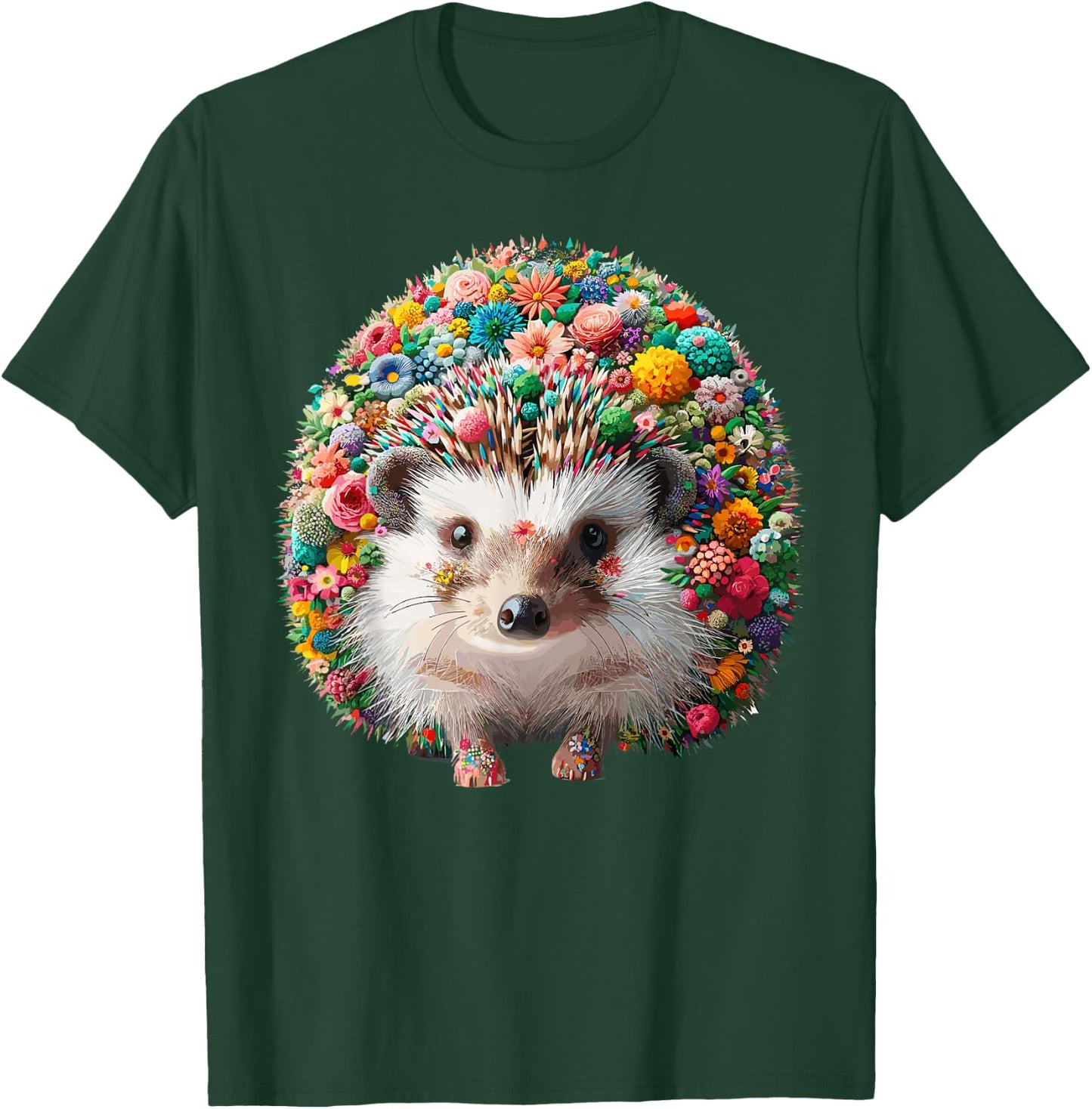 Floral Aesthetic Hedgehog Lover Stuff Hedgehog T-Shirt - T-Shirt | Forest