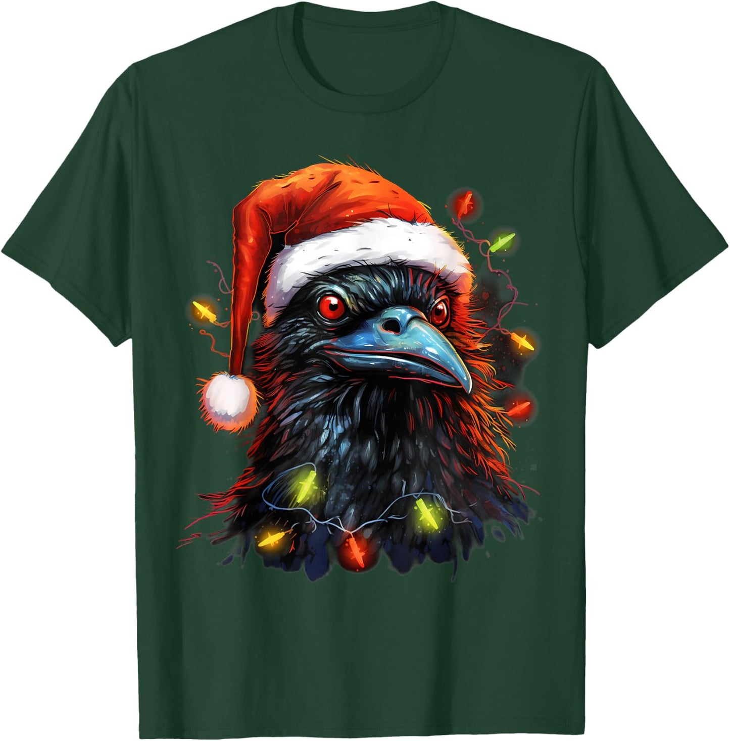 Xmas Raven Tangled Christmas Lights T-Shirt - T-Shirt | Forest