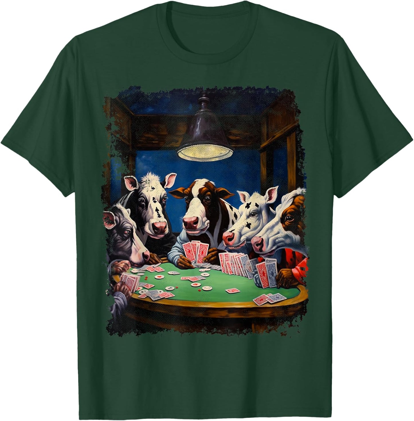 Funny Cow Farm Animal Playing Poker T-Shirt - T-Shirt | Forest