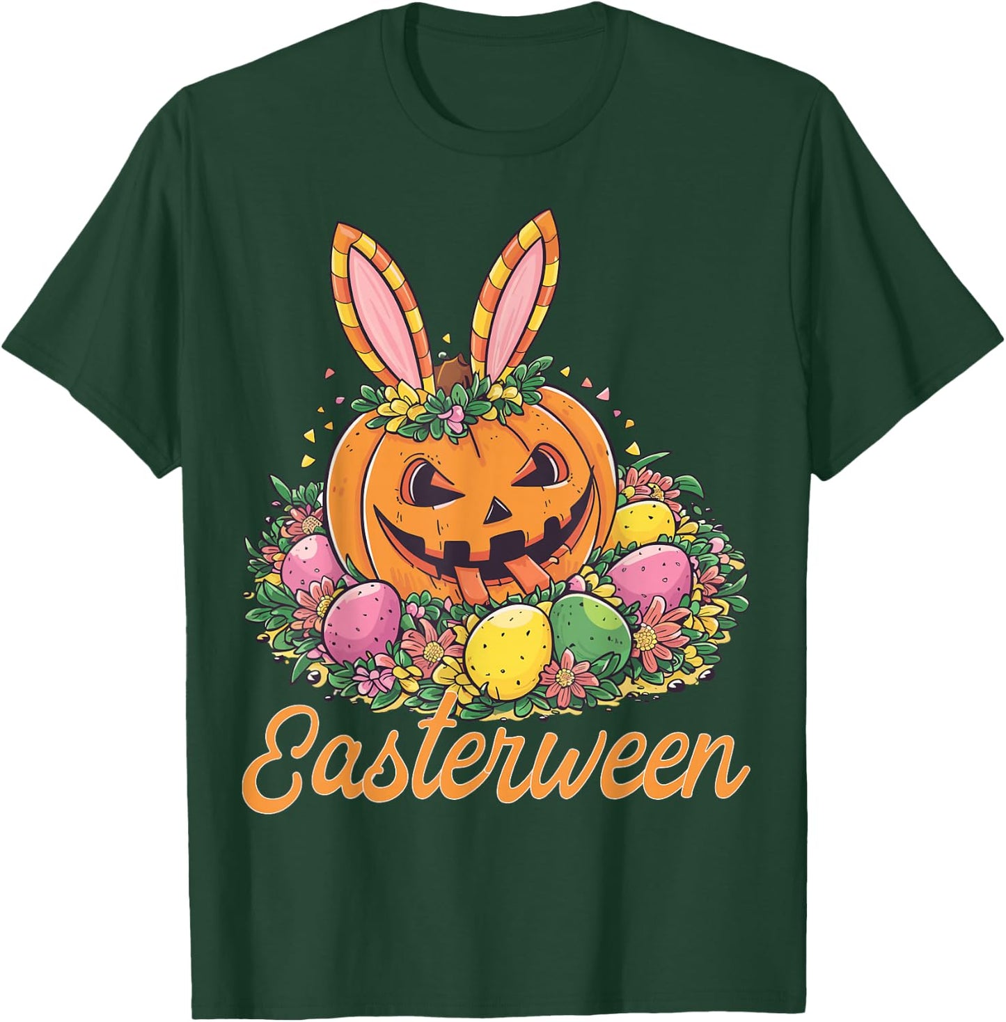 Easterween Pumpkin Bunnies & Spooky Eggs Festive T-Shirt - T-Shirt | Forest