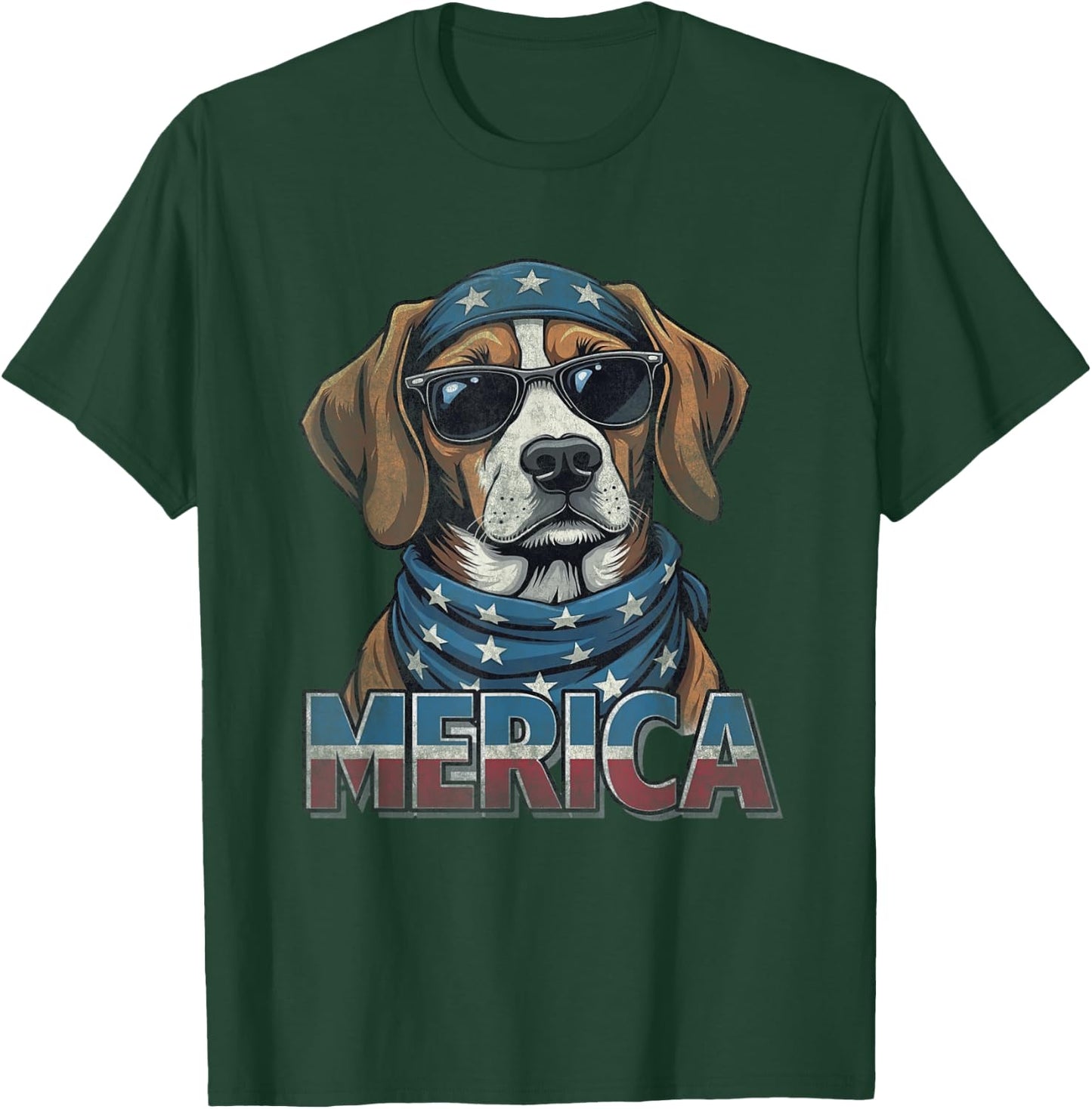 Vintage Beagle 4th of July Merica T-Shirt - T-Shirt | Forest