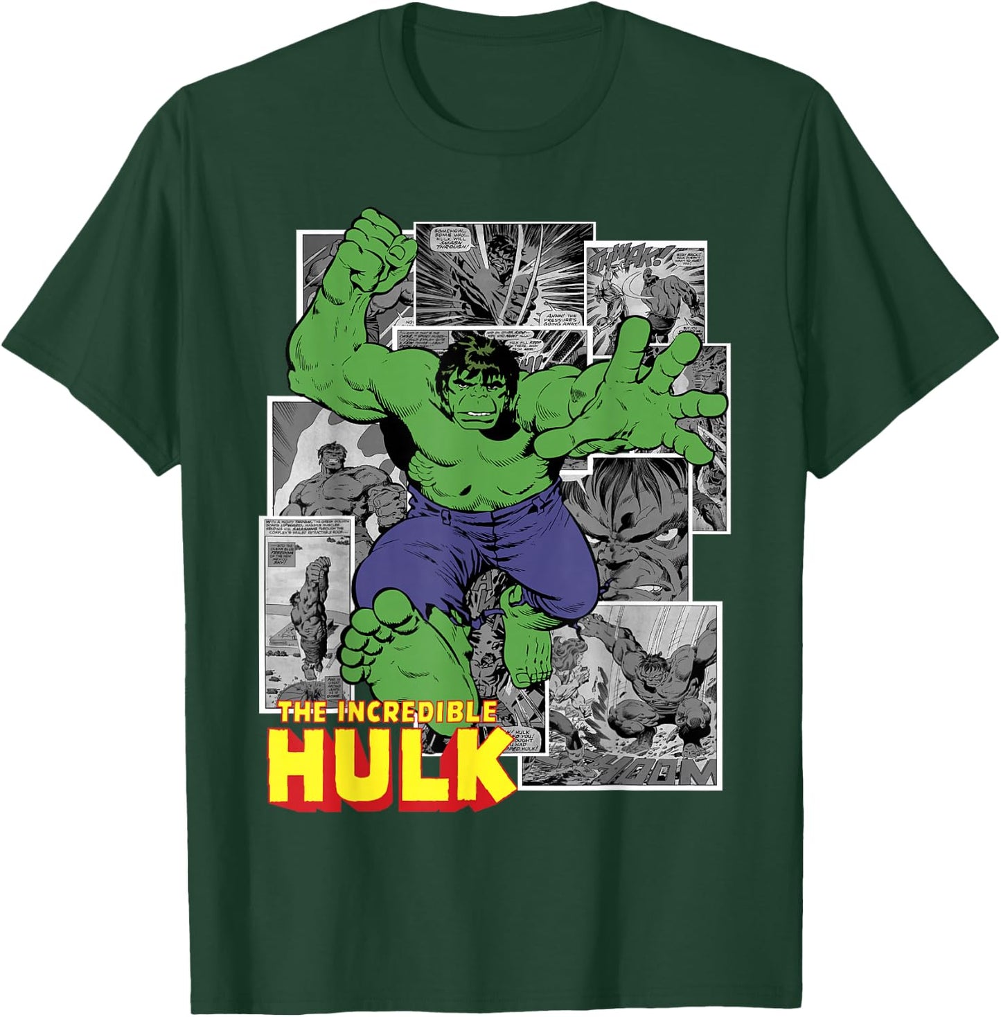 Marvel Avengers The Incredible Hulk Comic Panel Portrait Small T-Shirt - T-Shirt | Forest