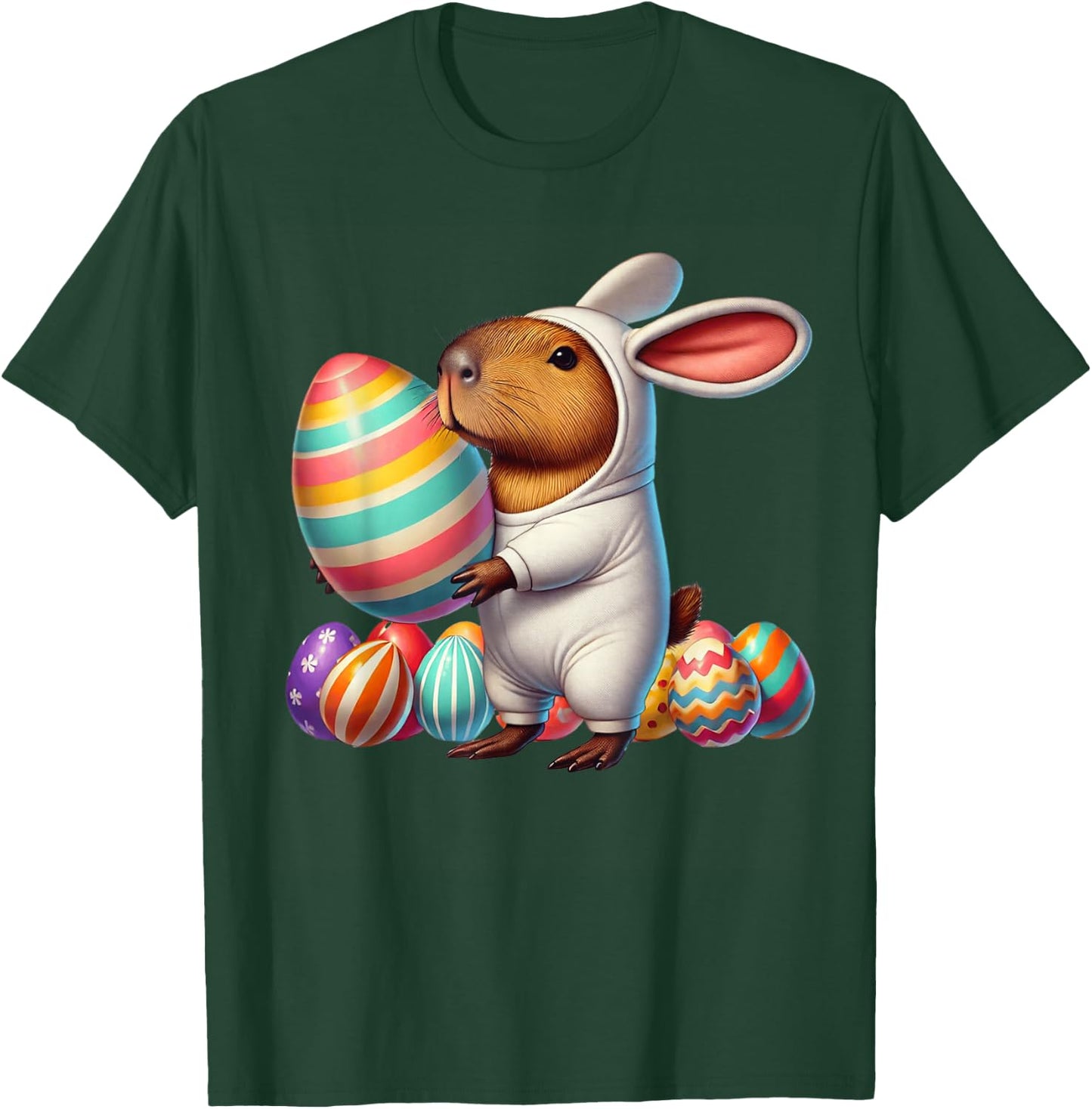 Easter Capybara Bunny Ears Funny Costume Kids Boys Girls T-Shirt - T-Shirt | Forest