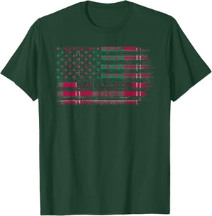 Clan Crawford Scottish tartan US flag kilt Scotland T-Shirt - T-Shirt | Forest