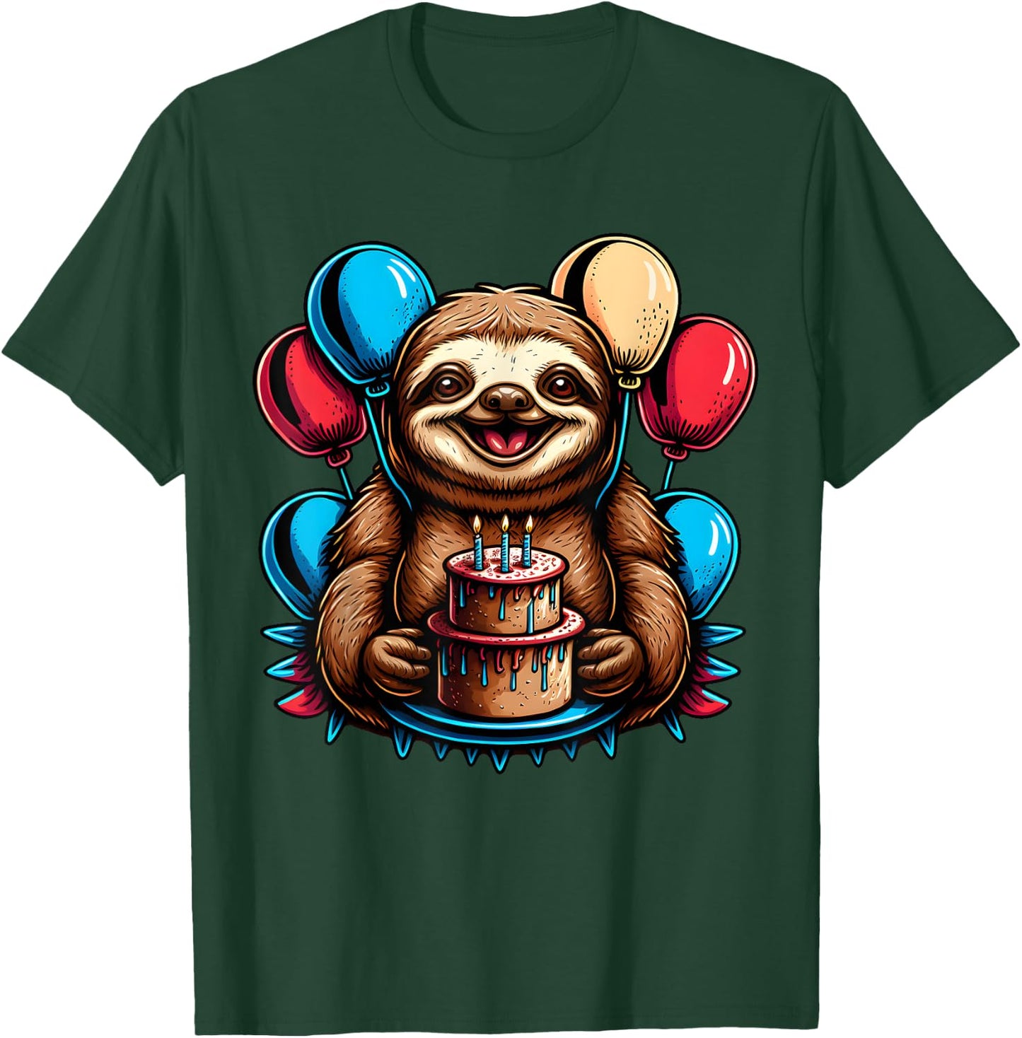 Sloth Birthday Shirt Girl Boy Mom Lazy Sloths Gift T-Shirt - T-Shirt | Forest