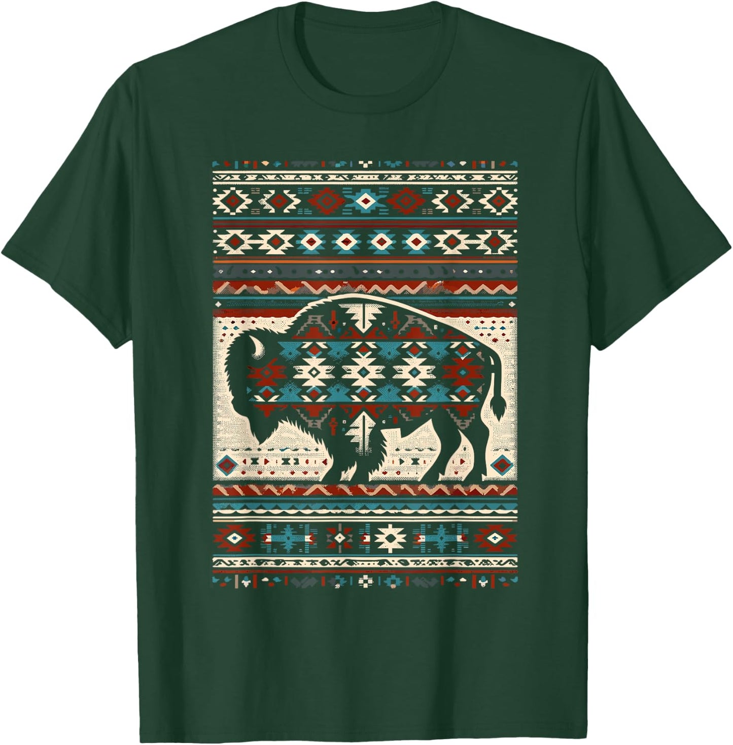 Arizona Buffalo Aztec Indian Southwestern Pattern Vintage T-Shirt - T-Shirt | Forest