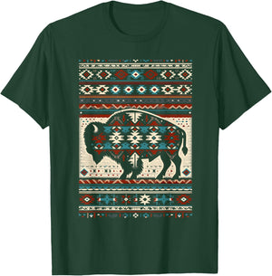 Arizona Buffalo Aztec Indian Southwestern Pattern Vintage T-Shirt - T-Shirt | Forest