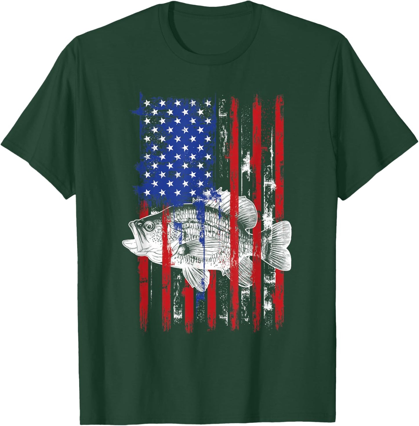 Crappie American Flag Fishing Flag Patriotic Fish Catcher T-Shirt - T-Shirt | Forest