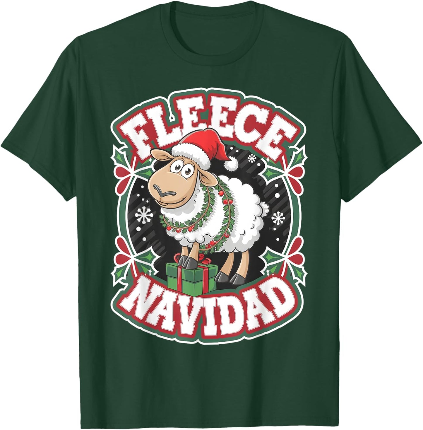 Funny Sheep Winter Christmas Fleece Navidad T-Shirt - T-Shirt | Forest