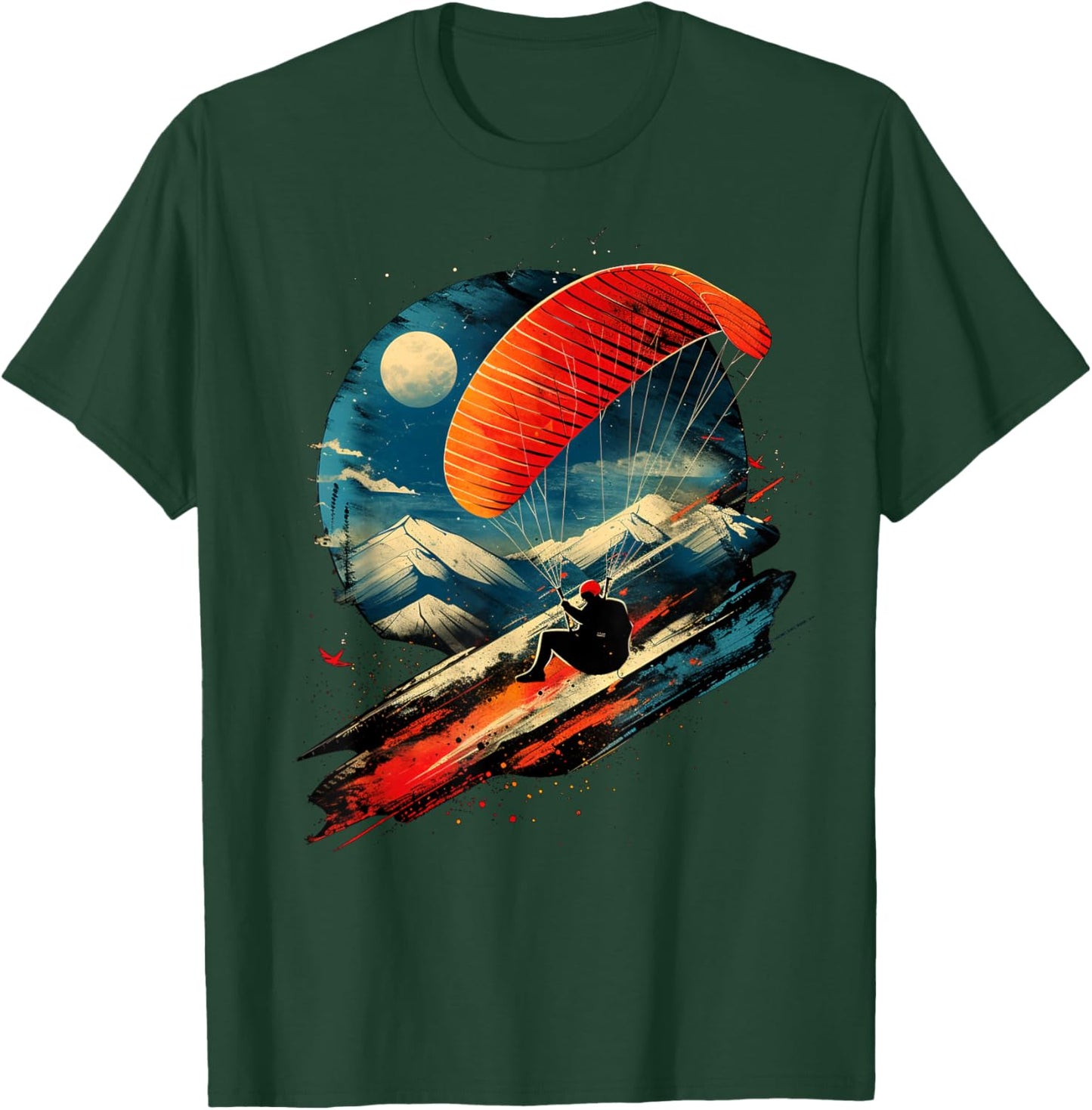 Aesthetic paragliding on sports paragliding , Black, S T-Shirt - T-Shirt | Forest