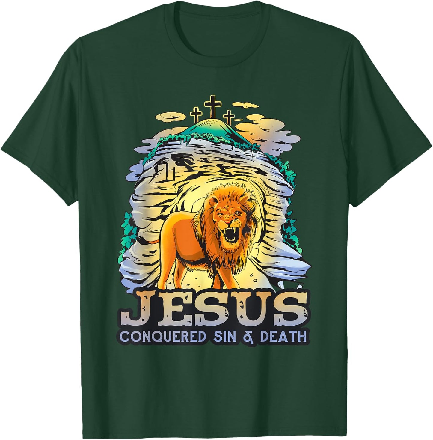 Jesus Conquered Sin and Death Powerful Symbolism of Victory T-Shirt - T-Shirt | Forest
