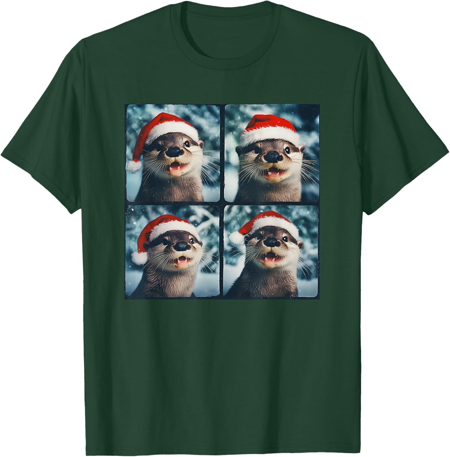 Winter Otter Wearing Santa Hat Christmas Sea Otter Lover T-Shirt - T-Shirt | Forest