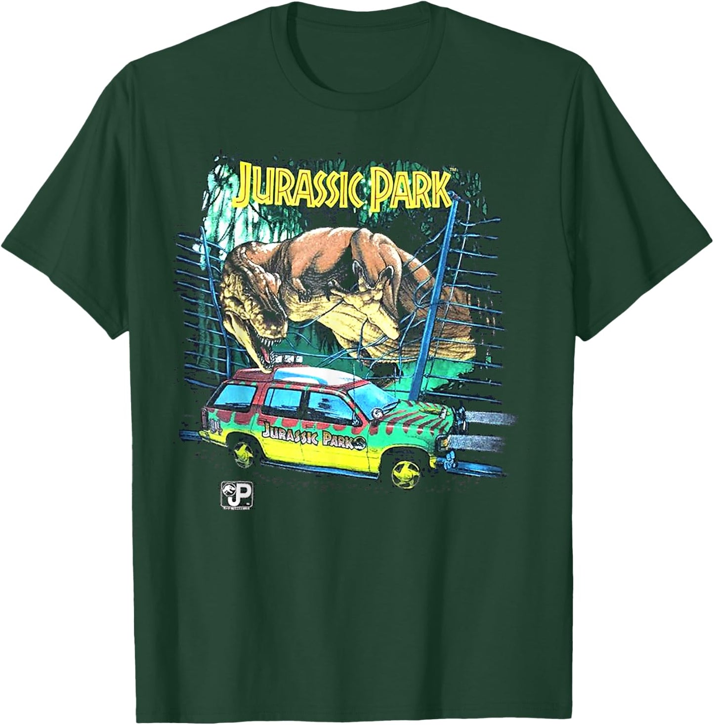 Jurassic Park Vintage Safari Drive Scene T-Shirt - T-Shirt | Forest