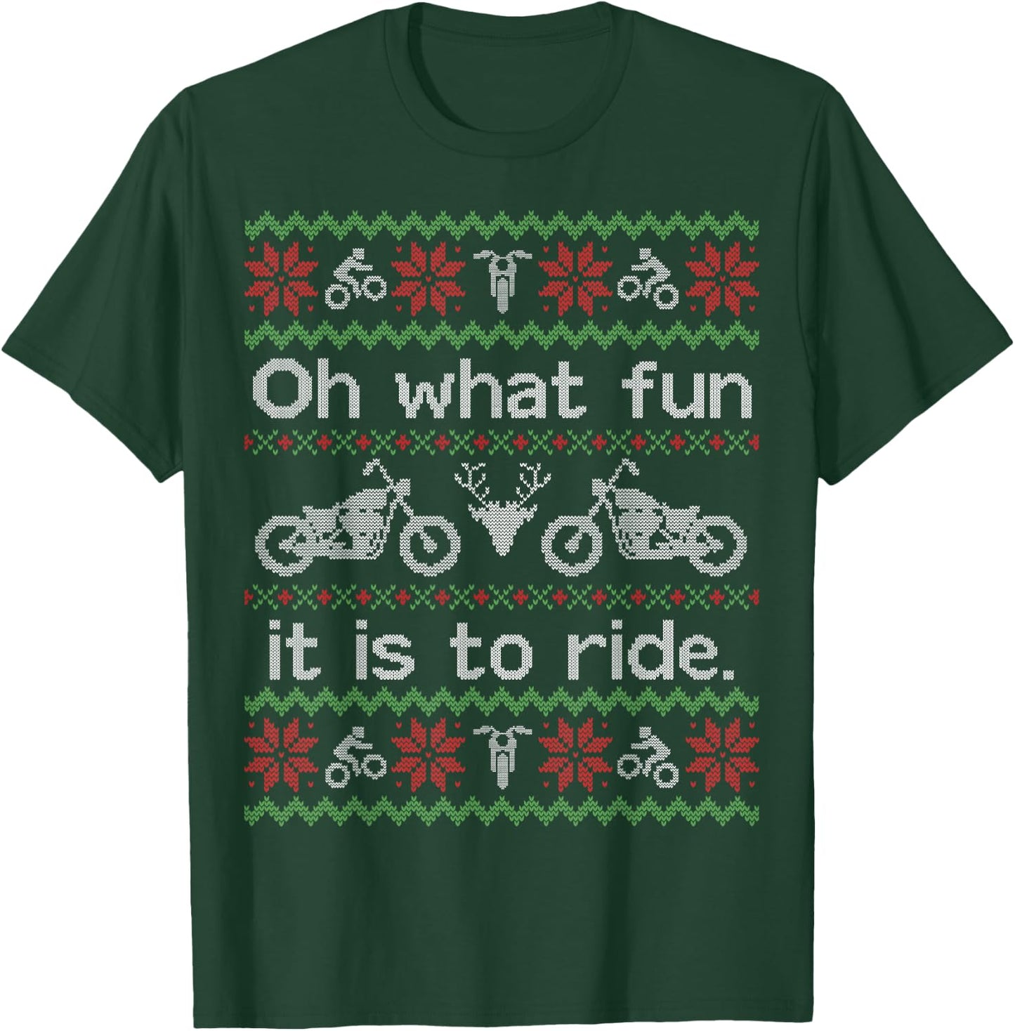 Funny Ugly Sweater Shirt Christmas Motorcycle Hog Biker Gift T-Shirt - T-Shirt | Forest