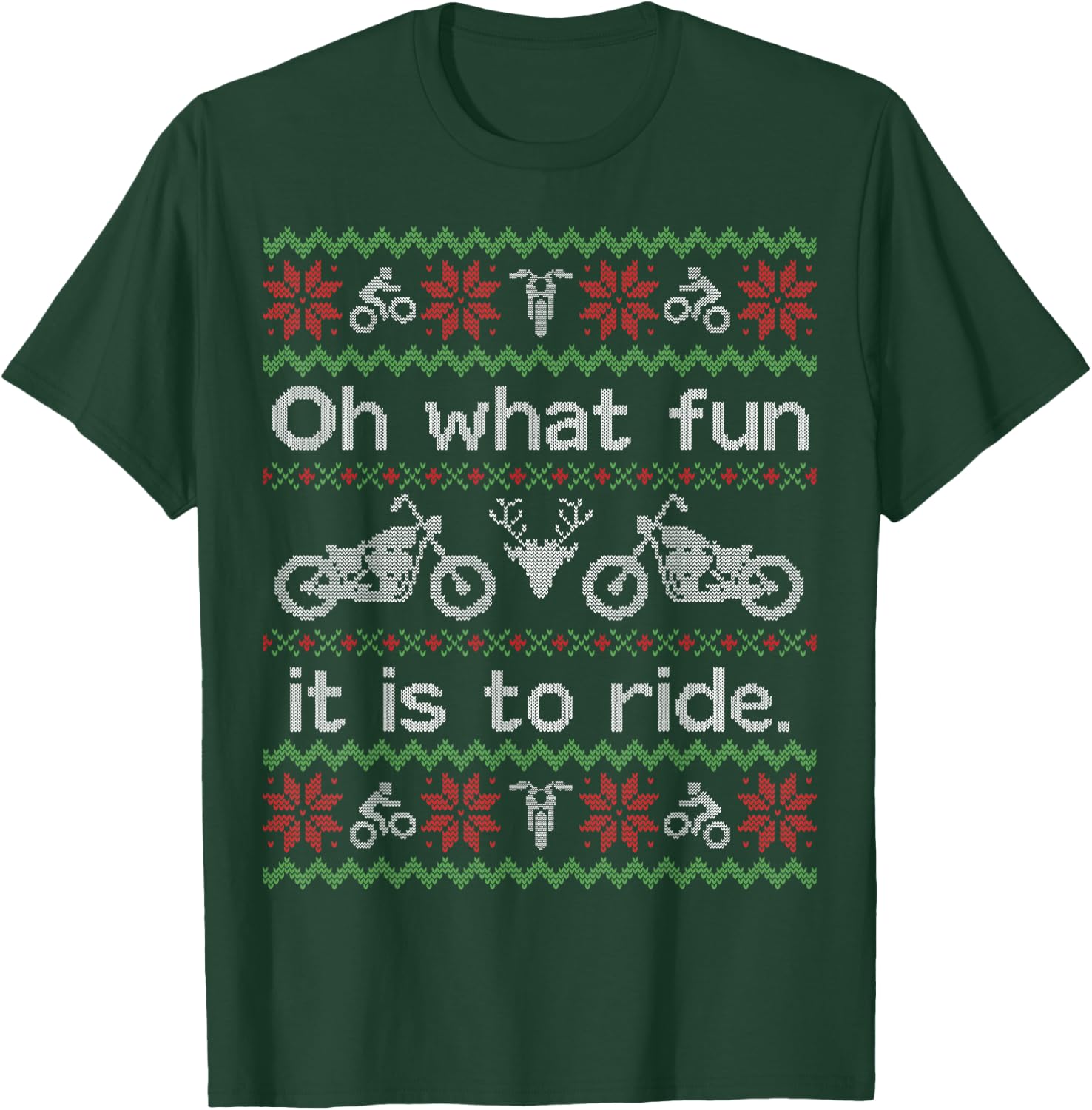 Funny Ugly Sweater Shirt Christmas Motorcycle Hog Biker Gift T-Shirt - T-Shirt | Forest