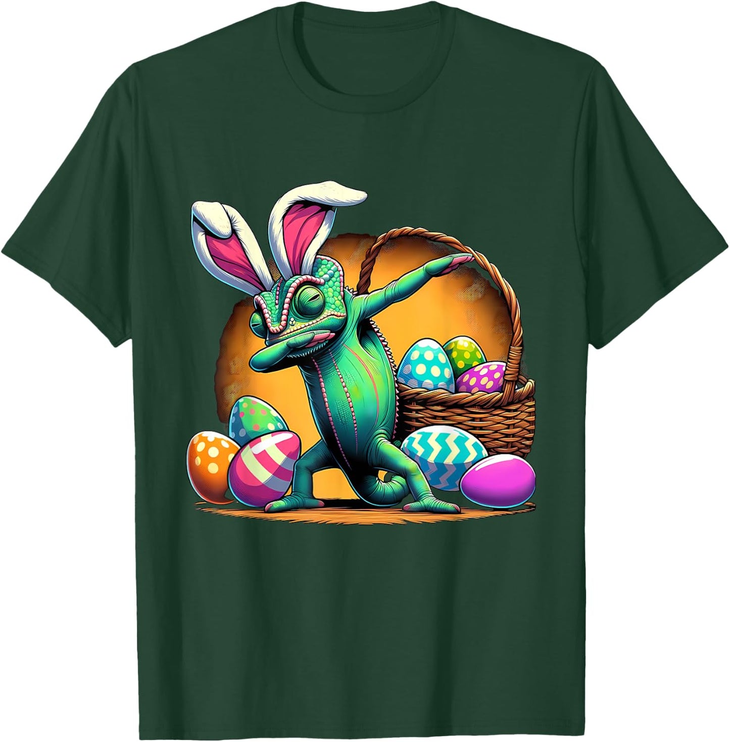 Dabbing Easter Bunny Chameleon T-Shirt - T-Shirt | Forest