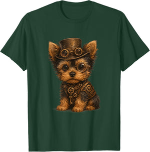 Steampunk Yorkie Dog - Yorkshire Terrier Mechanical Art T-Shirt - T-Shirt | Forest