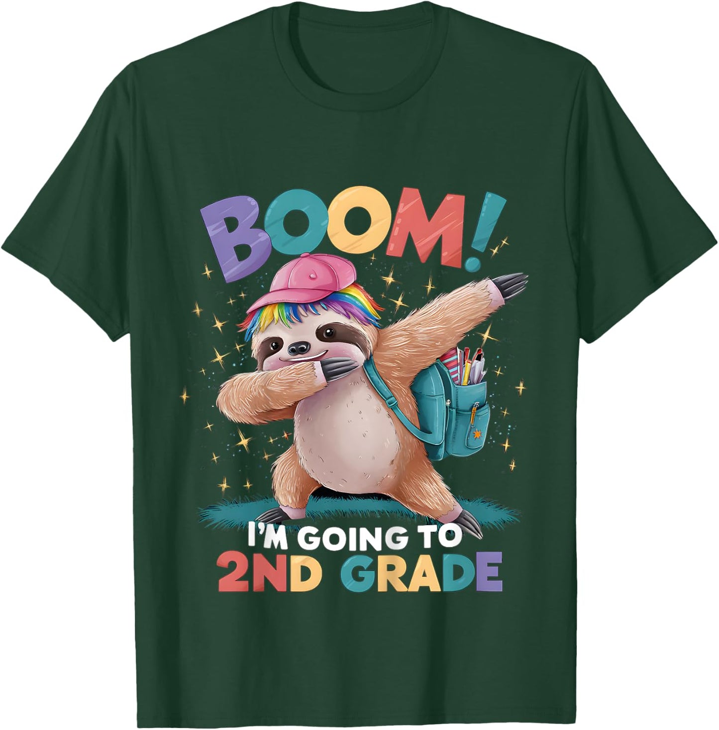 Kids Boom I'm Going To 2nd Grade Dabbing Sloth For Back To School T-Shirt - T-Shirt | Forest