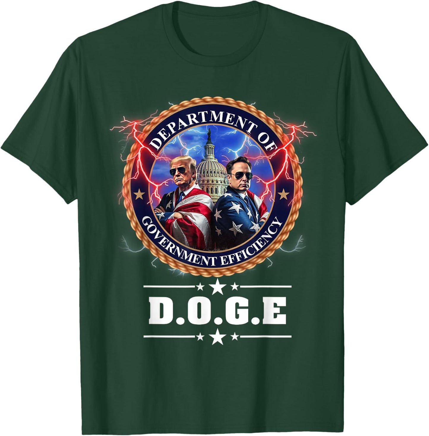 DOGE Department of Government Efficiency Trump 47th Elon , Black, S T-Shirt - T-Shirt | Forest