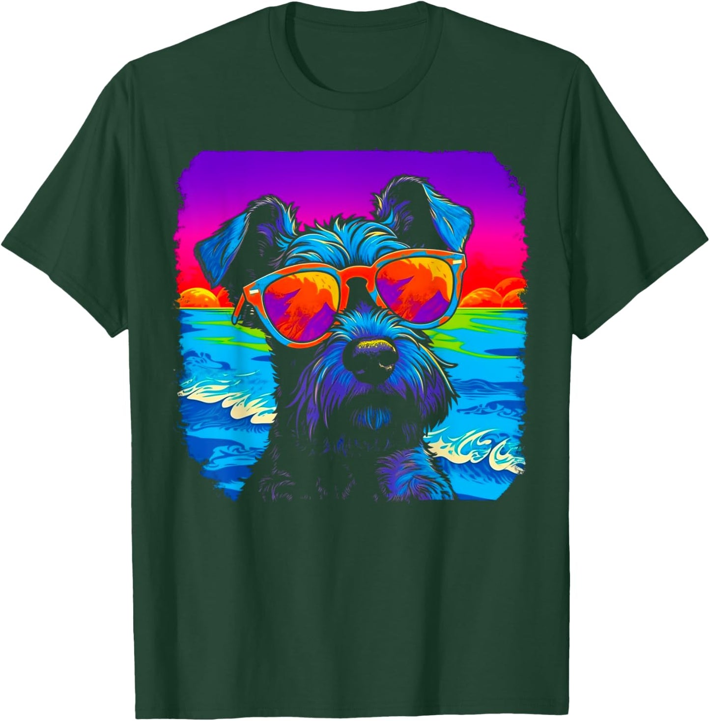 Summer Schnauzer Dog T-Shirt - T-Shirt | Forest