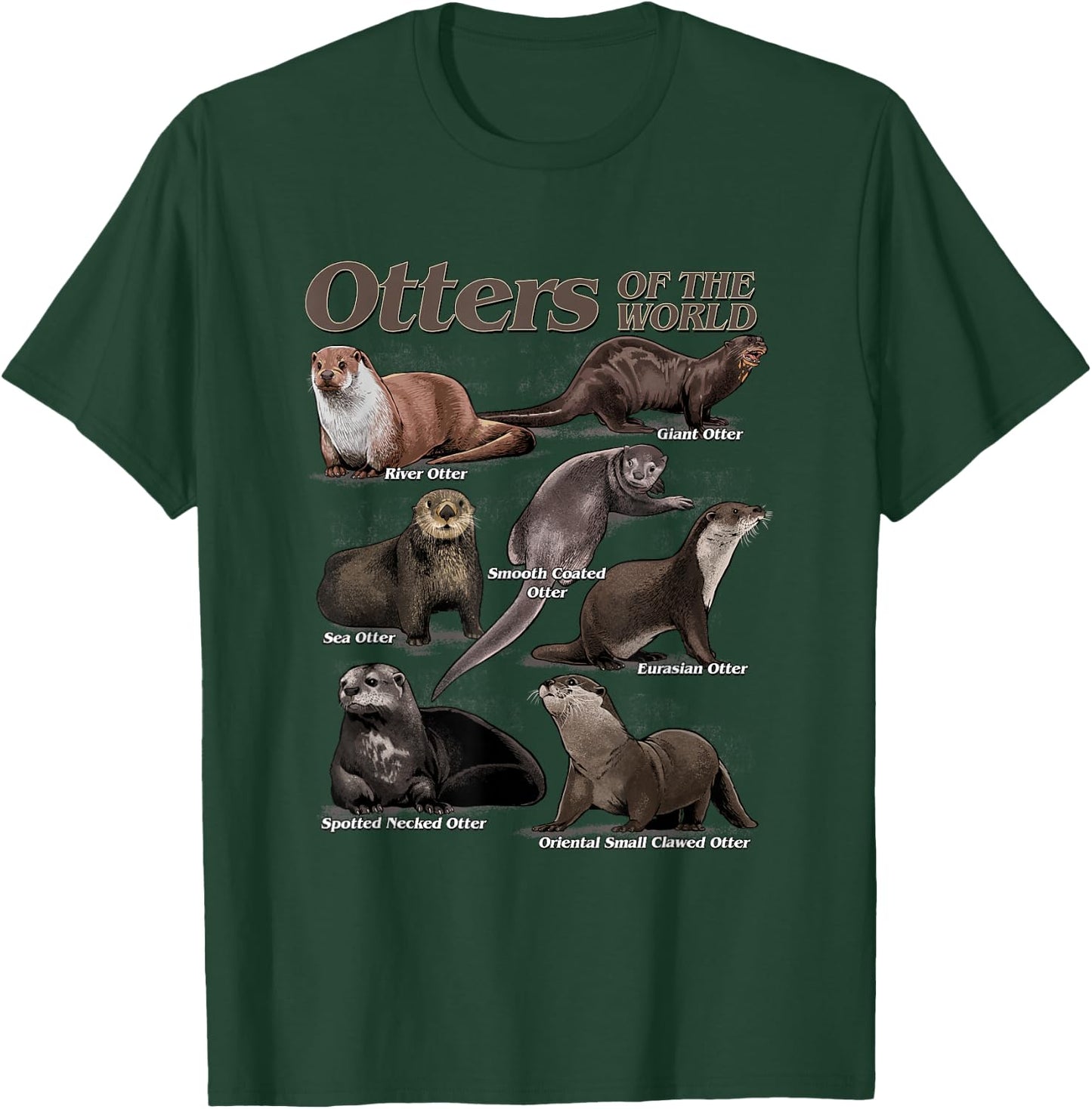 Otters Animals of the World Educational Animal Otter Lovers T-Shirt - T-Shirt | Forest