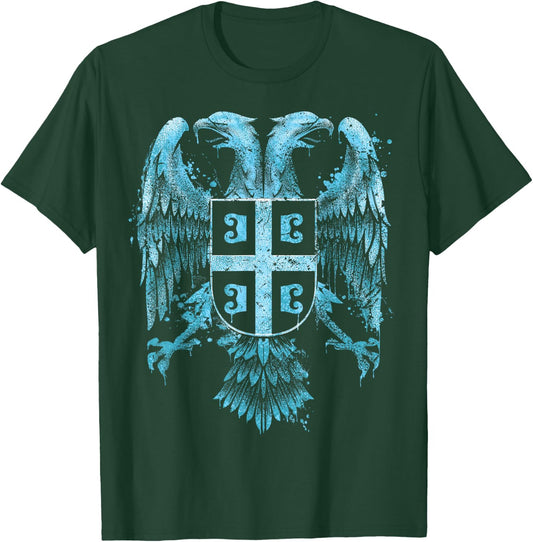 Serbian Double Headed Eagle Serbia Coat of Arms Fan T-Shirt - T-Shirt | Forest