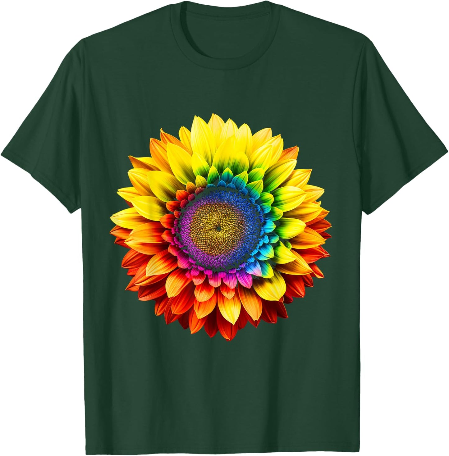 Flower Colourful Rainbow Art Graphic Motif Flower , black T-Shirt - T-Shirt | Forest