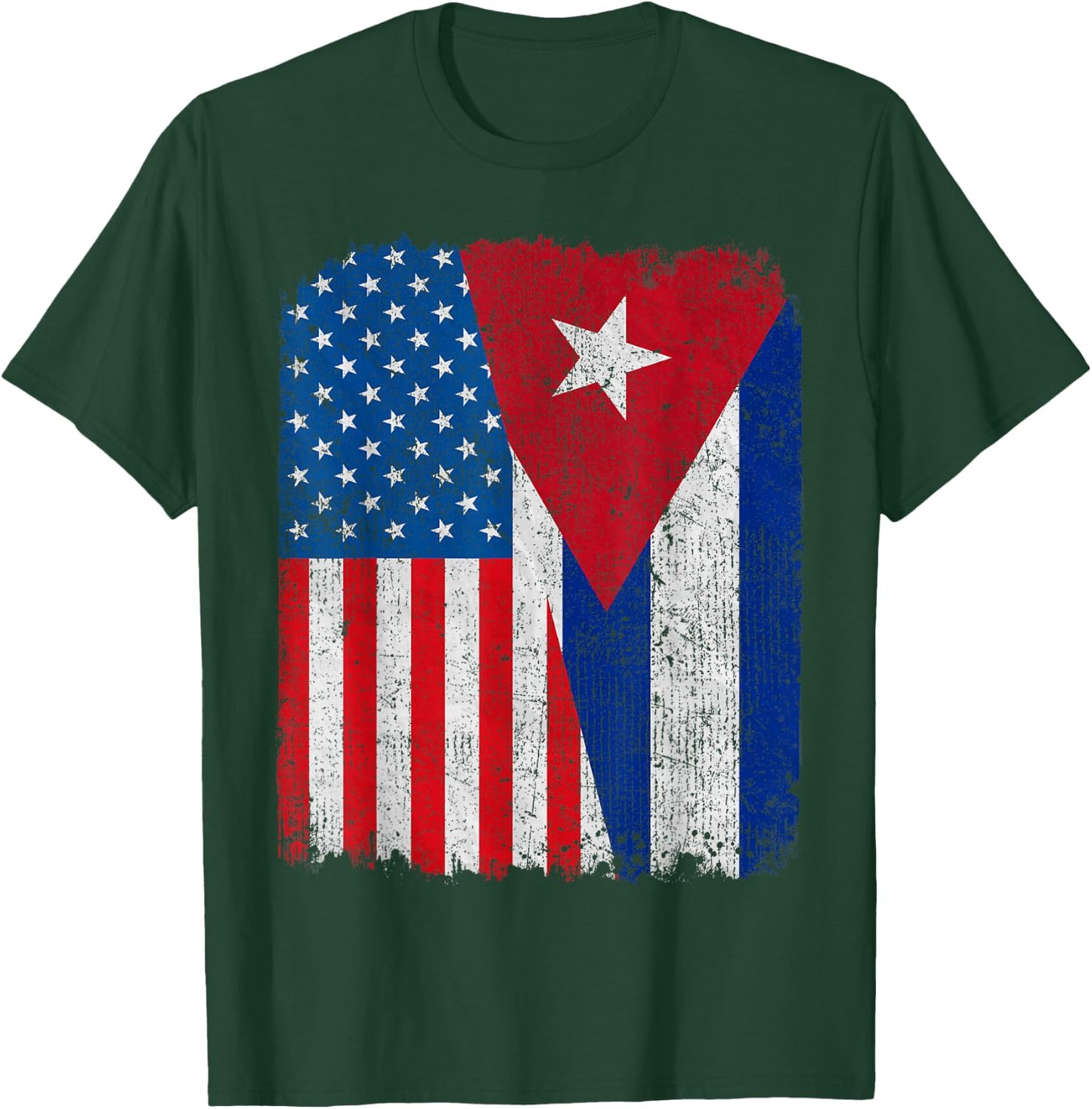 Cuban American Flag Half USA Cuba Root Proud T-Shirt - T-Shirt | Forest