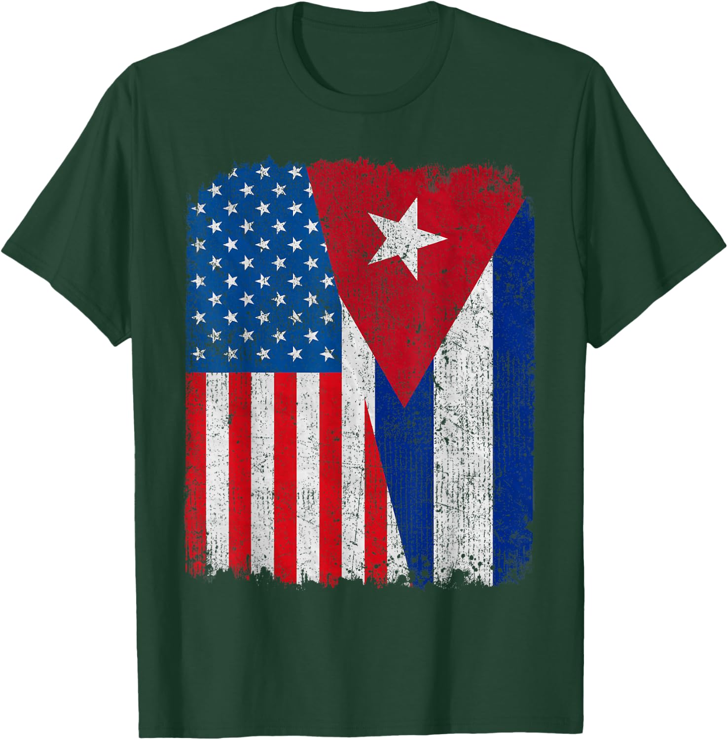 Cuban American Flag Half USA Cuba Root Proud T-Shirt - T-Shirt | Forest